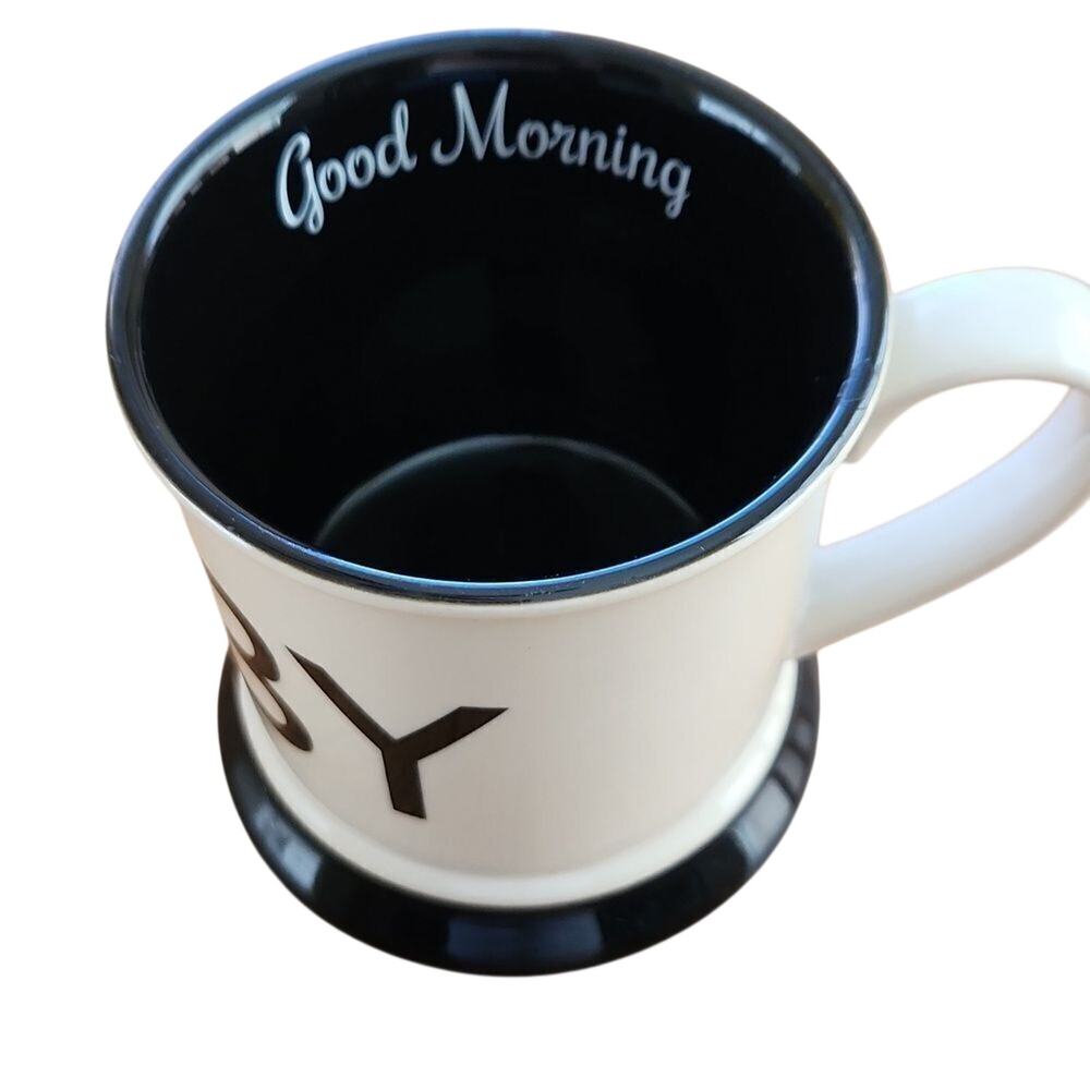 Good Morning HUBBY tan and black coffee cup mug by Creative Co-op